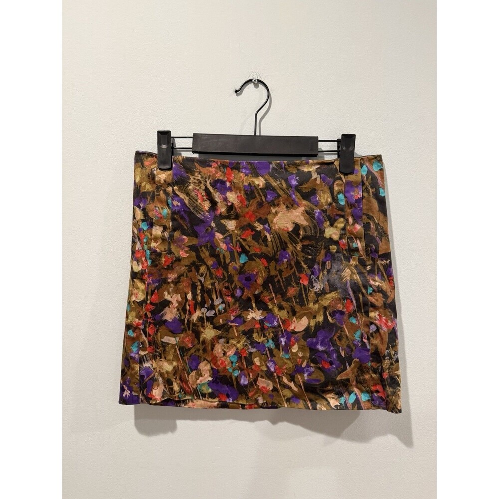 J Crew Stretch Mini Skirt 2 Abstract Art to Wear Cotton Pockets Boho Travel